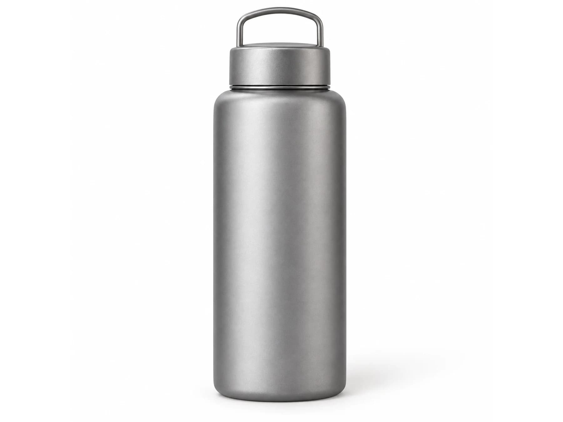 Titanium bottle and drinkware platforms in a controlled studio reference