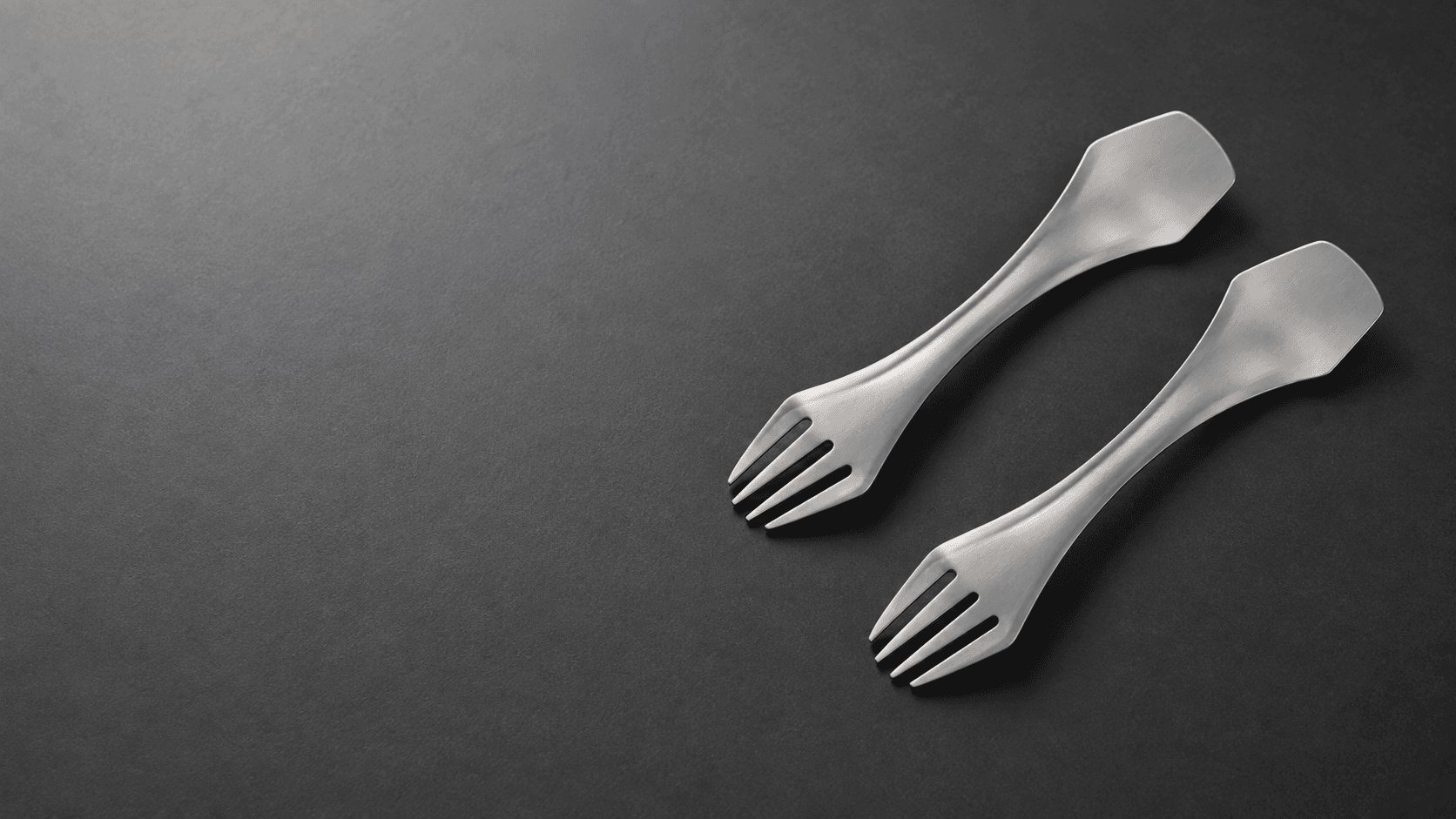 Integrated titanium spoon fork and knife utensils