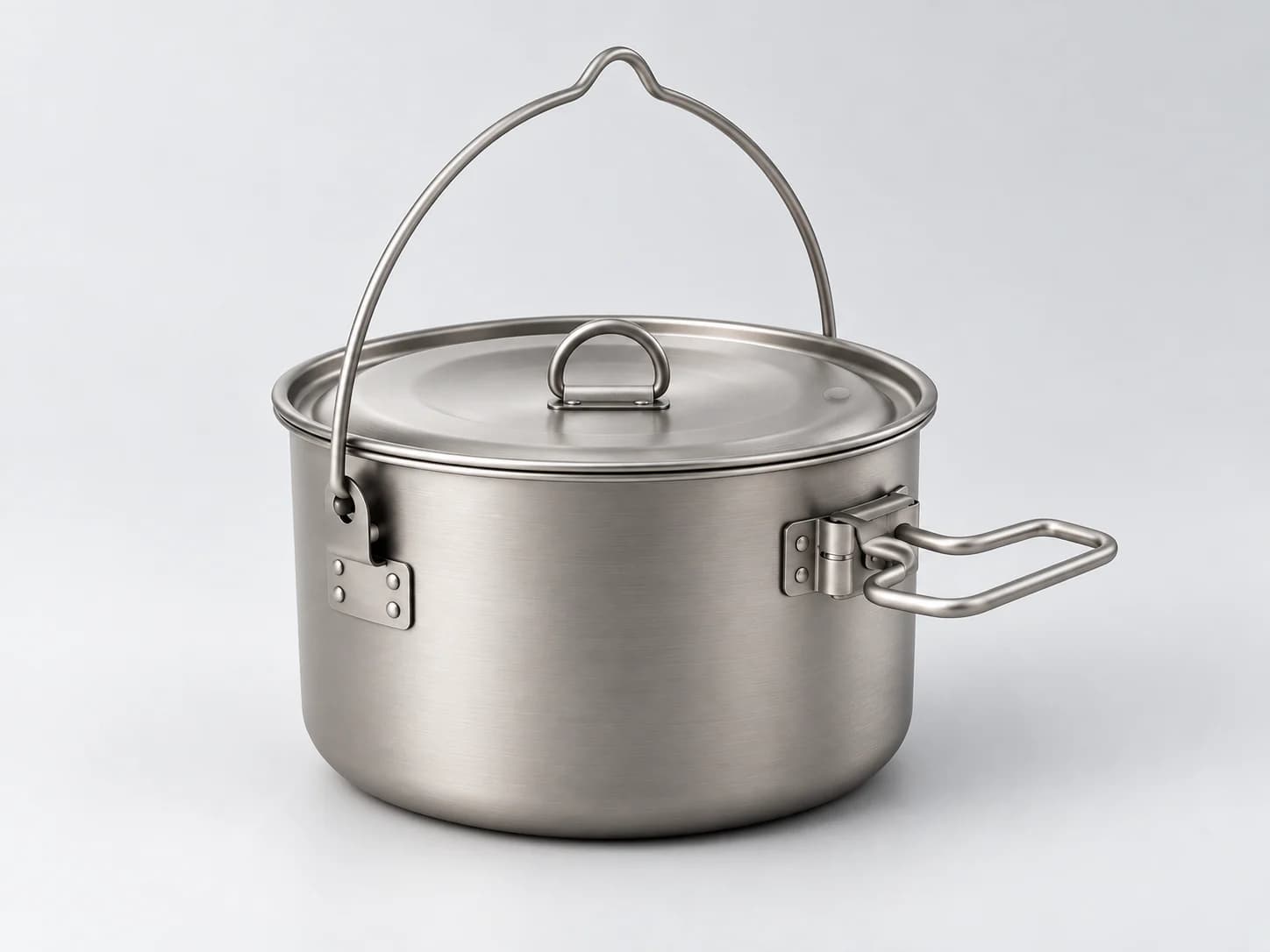 AI-generated illustrative visual of a lidded metal cooking pot on a light neutral background