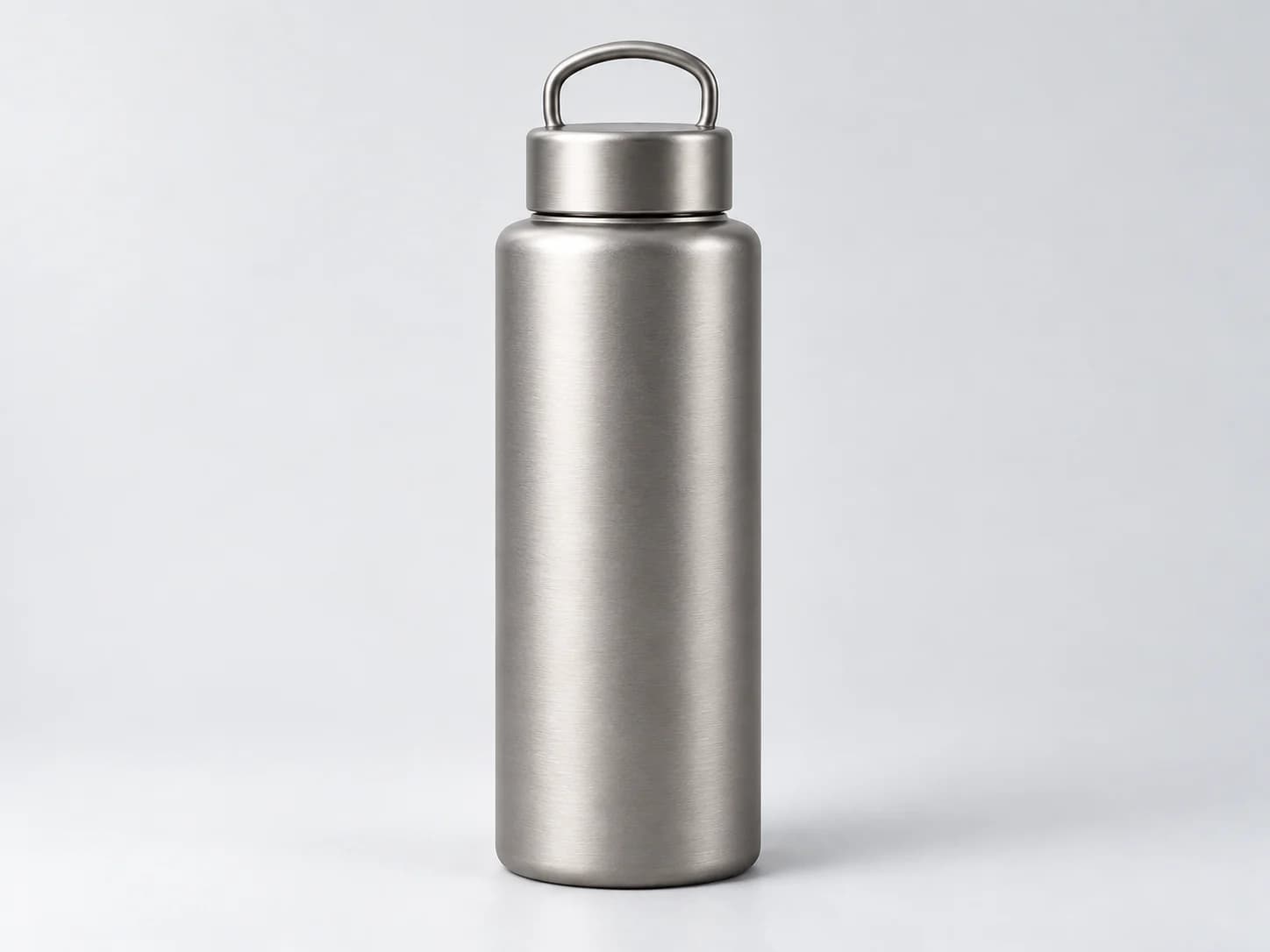 AI-generated illustrative visual of a metal sporting bottle with a top carry loop